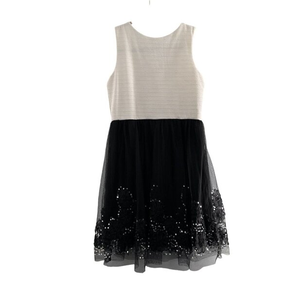 Knitworks Girls White & Black Sleeveless Dress 16 1/2 Necklace Tulle Holiday - Picture 7 of 12